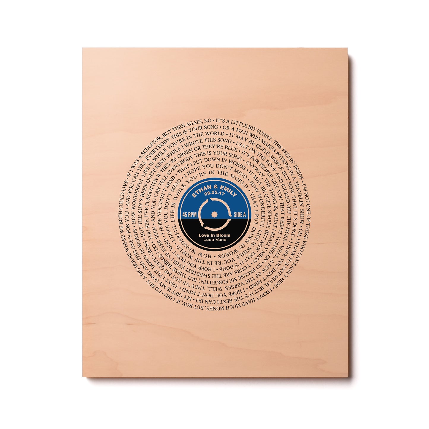 Personalized 5th Anniversary Gift, First Dance Song, Solid Wood