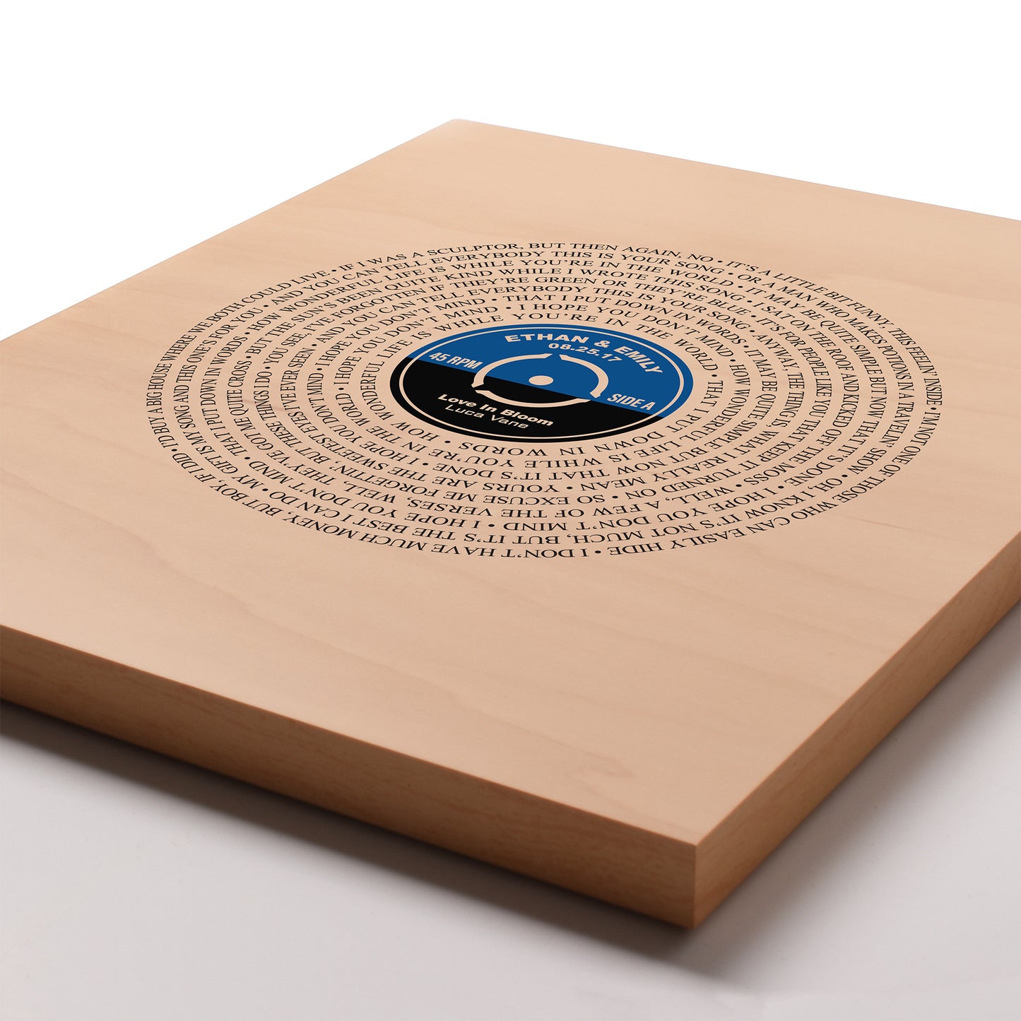 Personalized 5th Anniversary Gift, First Dance Song, Solid Wood