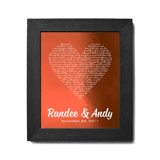 7th Anniversary Gift, First Dance Song Copper Foil Print