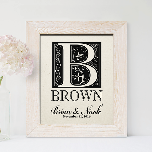 2nd Anniversary Gift, Last Name Cotton Print