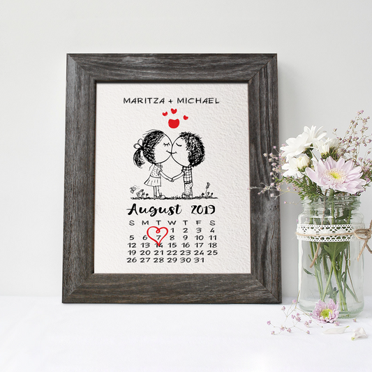1st Anniversary Gift – Personalized Calendar Print, Custom Paper Anniversary Gift